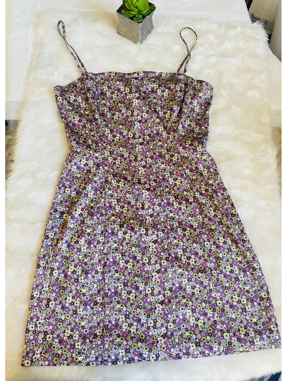 Sunday Best Purple Floral Spaghetti Strap Dress Small